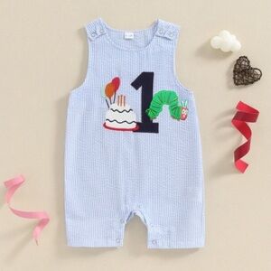The Very Hungry Caterpillar Romper First Birthday Outfit Clothes Shortall Twins